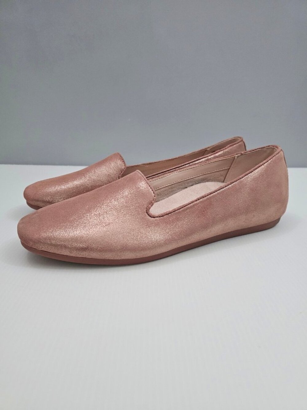 Vionic Coral Venetian Loafers Womens 11 Cinder Rose Metallic Suede Comfort Flats